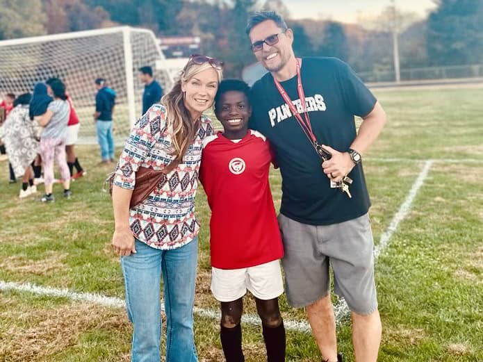 Macon Middle School Panthers celebrating victory on the soccer field.