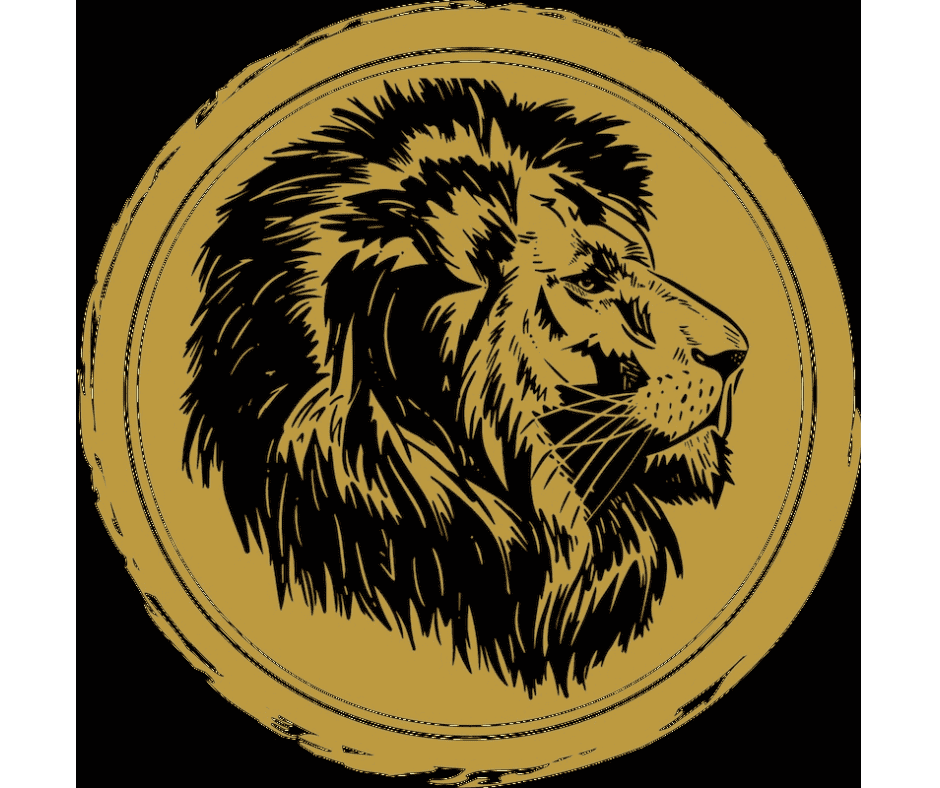 Macon Sense logo featuring a majestic lion's head in gold and black.