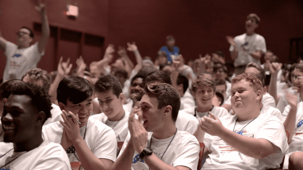 Group of boys attending Boys State educational program at Macon Sense.