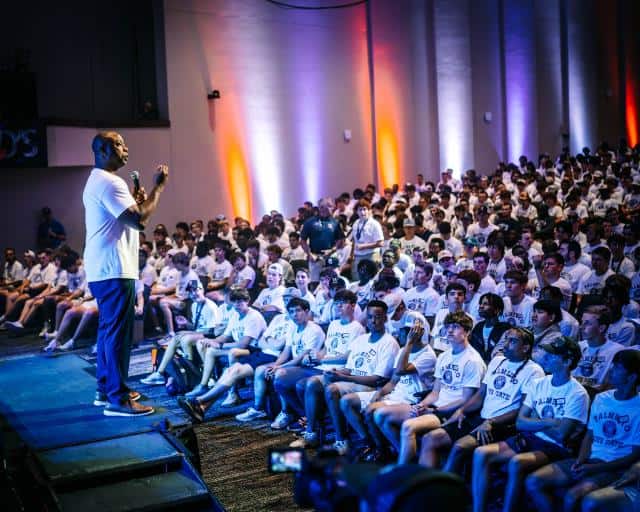 Boys State students attending educational program at Macon Sense event.
