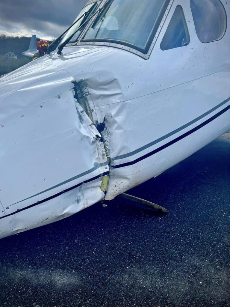 Aircraft damage from crash at Macon County airport.