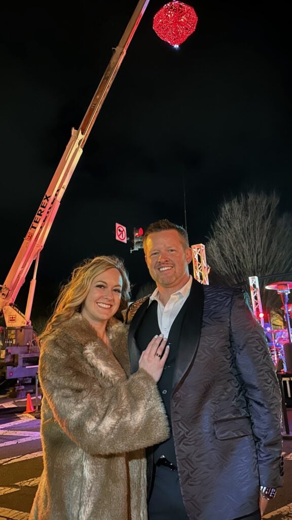 Celebrating New Year's Eve with a ruby drop fireworks display in Macon.