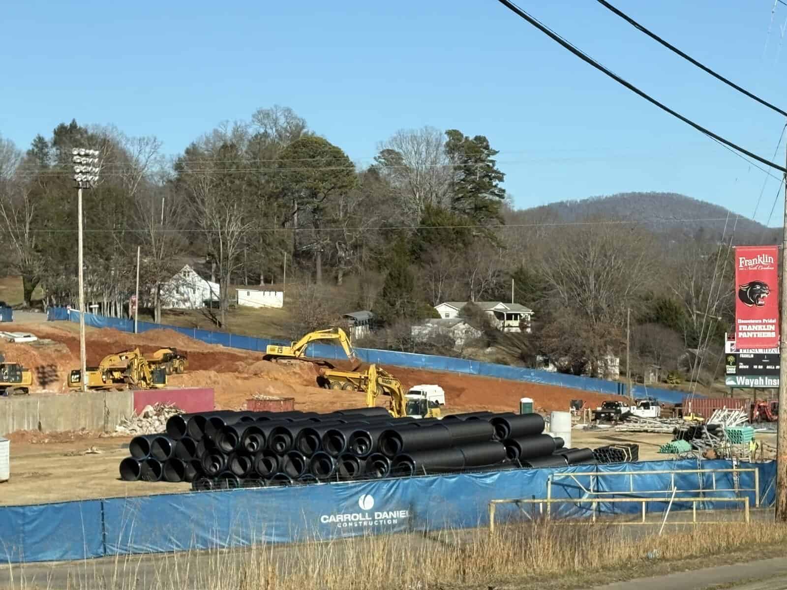 FHS construction and Higdon Property today