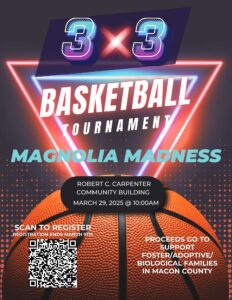 3x3 basketball tournament in Macon, Georgia, supporting foster and adoptive families.