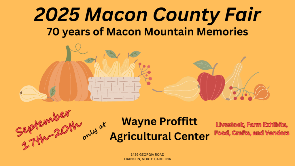 Macon County Fair 2025 featuring livestock, farm exhibits, food, crafts, and vendors at Wayne Proffi.