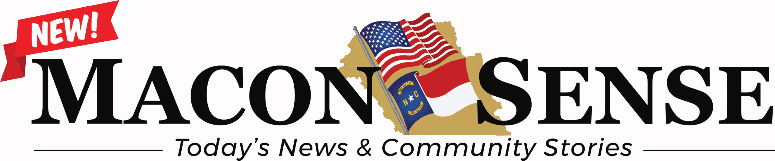 Macon Sense logo with American and local flags.