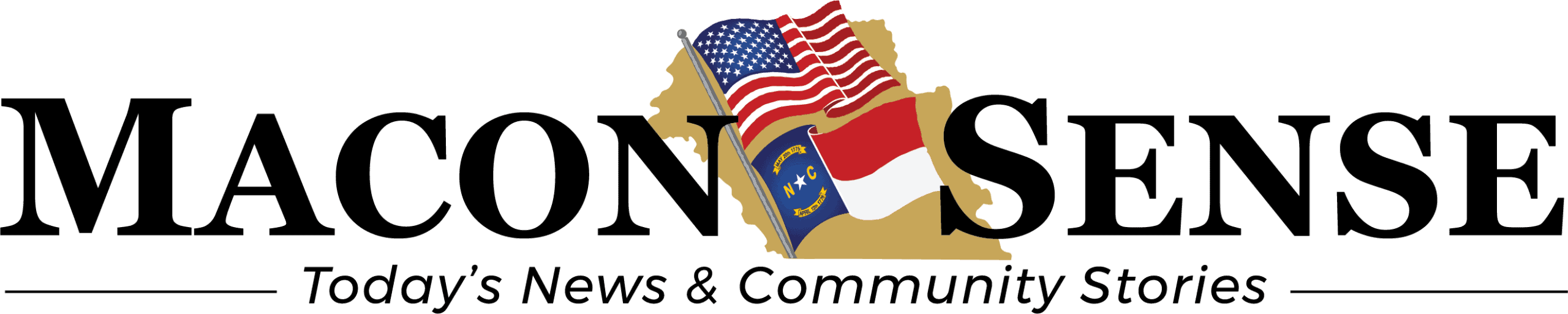 Macon Sense logo featuring American and Georgia flags for local branding.
