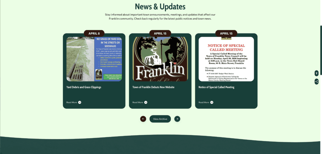 Franklin debuts new website with updated news and community updates.