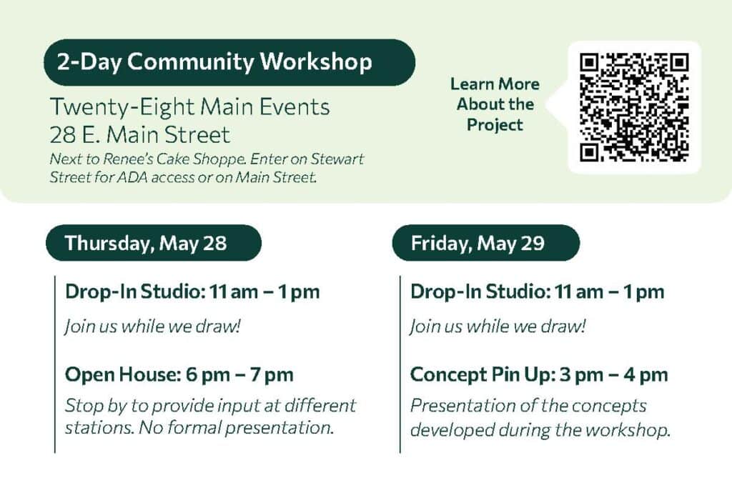 Community members discuss Main Street improvements at public meetings.