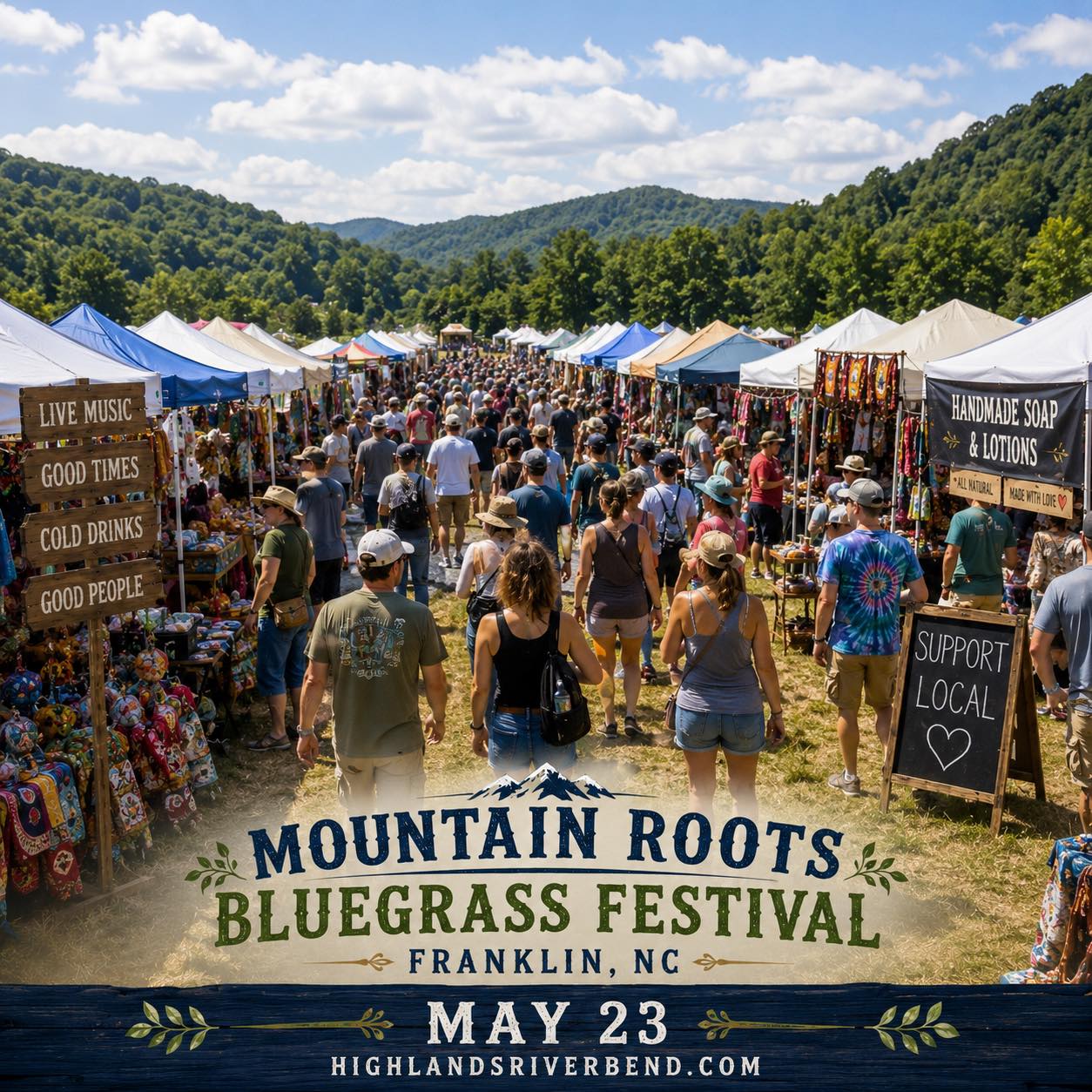 Bluegrass festival in Franklin, NC with live music and local crafts.