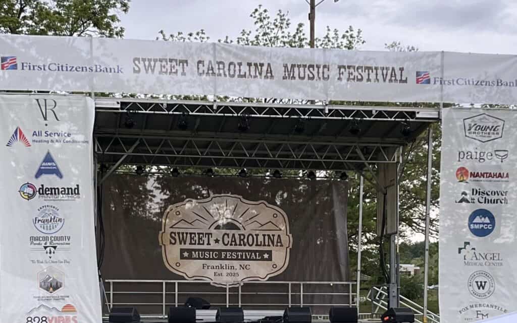 Sweet Carolina Music Festival stage in Franklin, NC.
