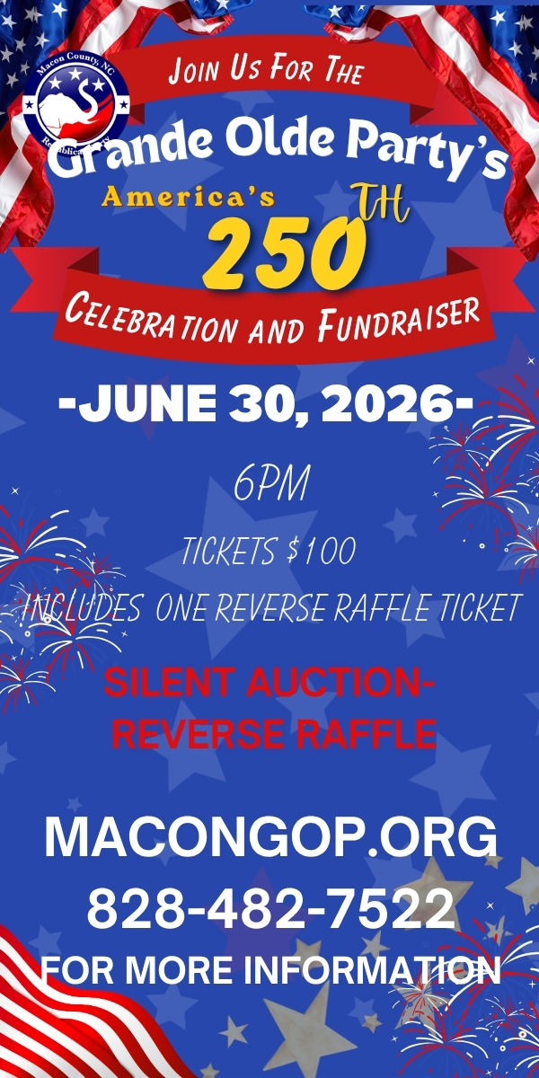 Celebration flyer for Macon Olde Party's 250th anniversary event on June 30, 2026.