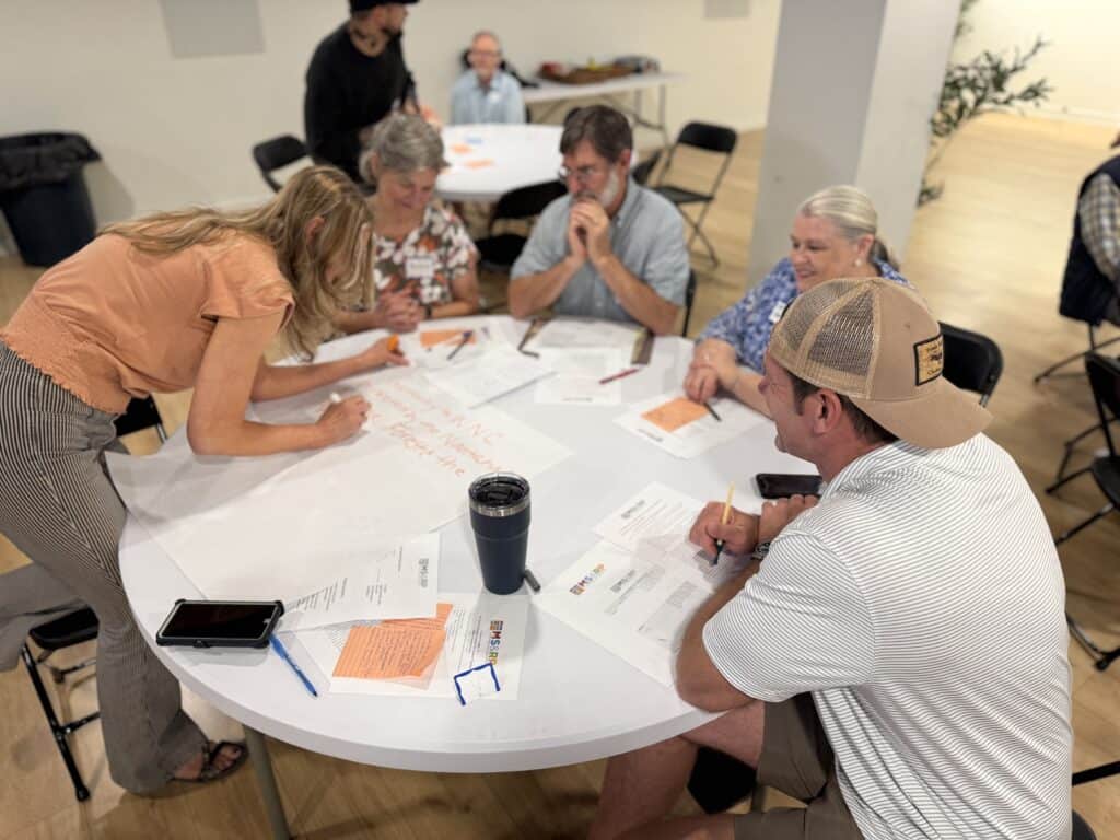 Group of people collaborating at a community meeting in Franklin.