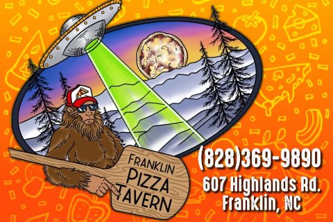UFO abducting a Bigfoot at Franklin Pizza Tavern in Franklin, NC.