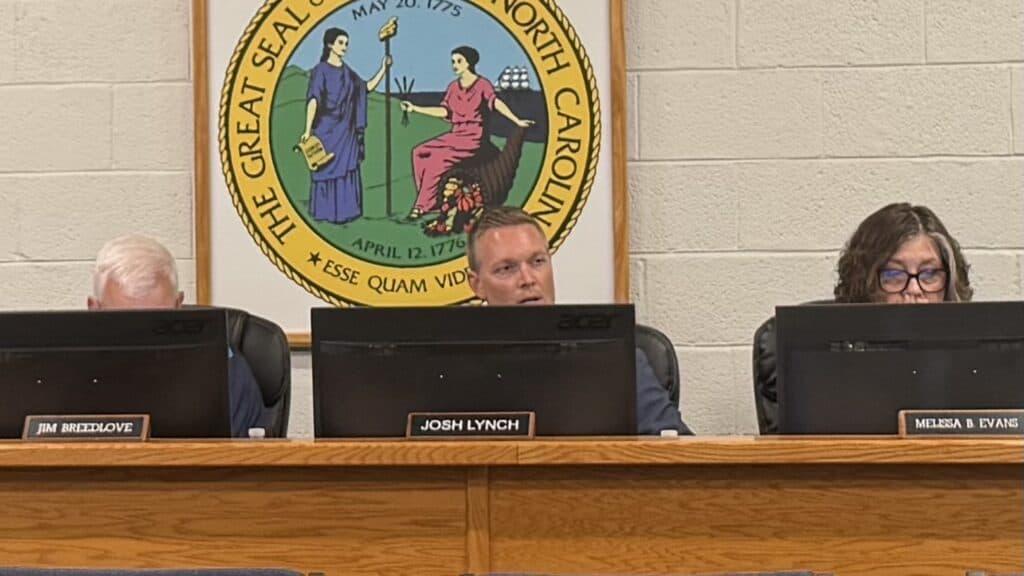 School board members discuss budget issues at North Carolina meeting.
