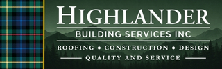 Highlander Building Services Inc. logo with green plaid background.