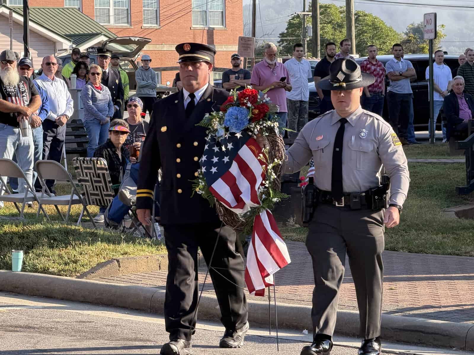 Police officers and community gather for 9/11 remembrance in Macon.