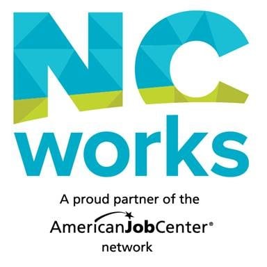 NC Works logo with American Job Center partnership for career fair.