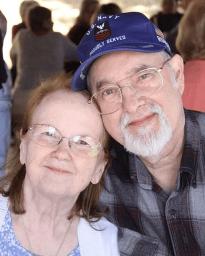 Frank 'Tony' Roberts with an elderly woman, both smiling at the camera.