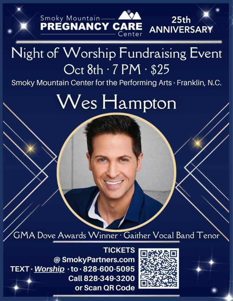 Night of Worship fundraising event at Smoky Mountain Pregnancy Care Center.