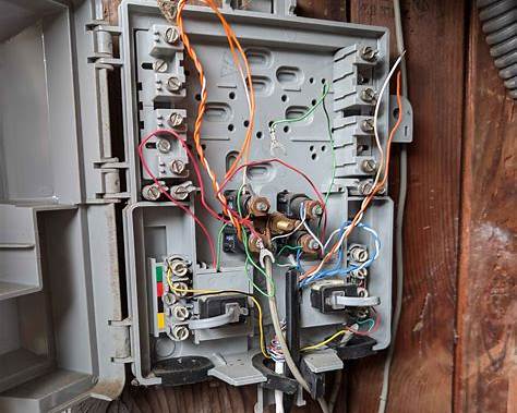 Open electrical box with colorful wires and components inside.