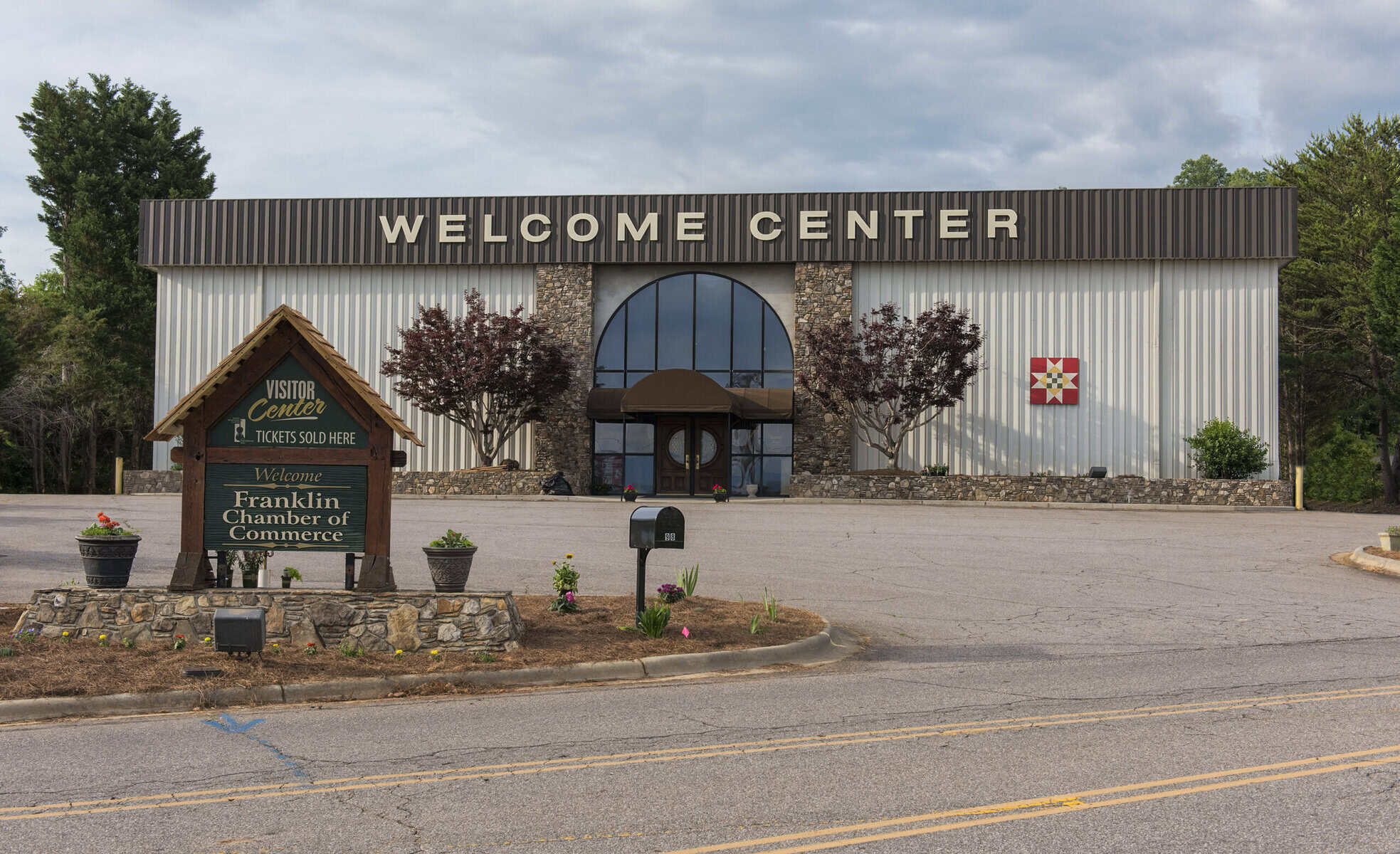 Macon Sense Welcome Center building with welcoming signage and landscaping.